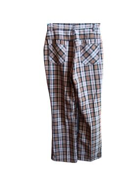 True Vintage 1970's Knit Pants 13/14 26x29 Plaid High Waist Hippy Flare